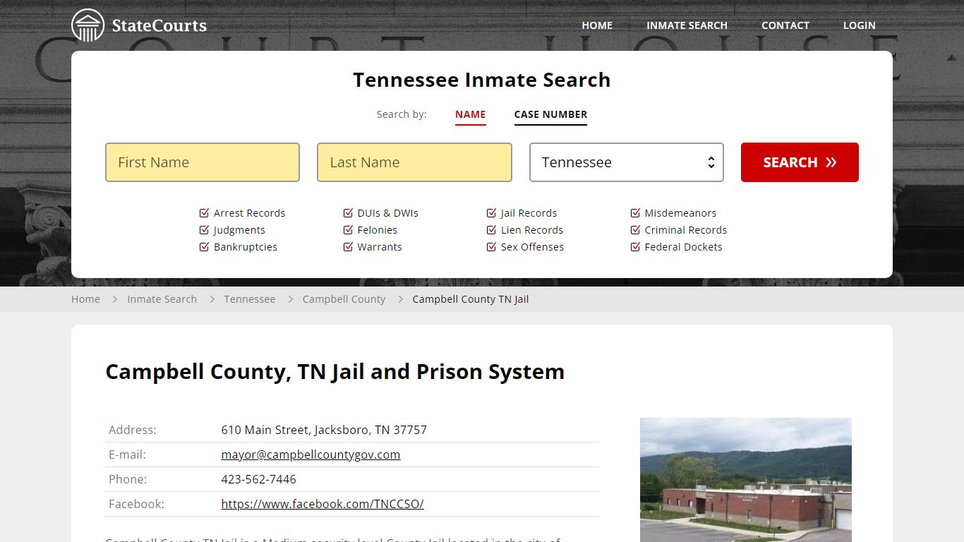 Campbell County TN Jail Inmate Records Search, Tennessee - StateCourts